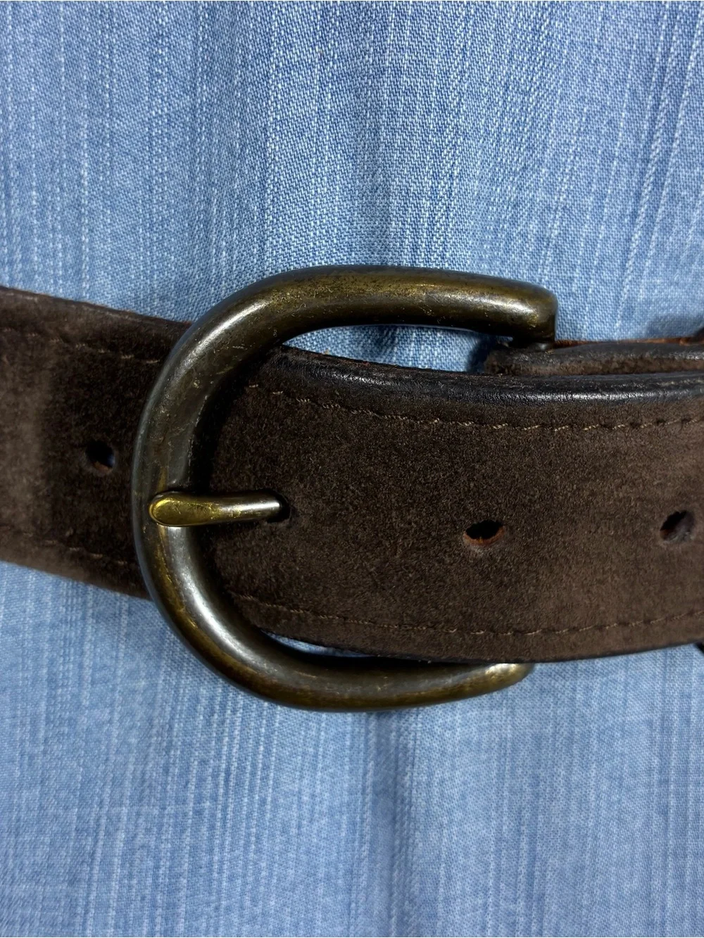 Womens belt J Crew Sz S genuine Italian leather chocolate brown suede